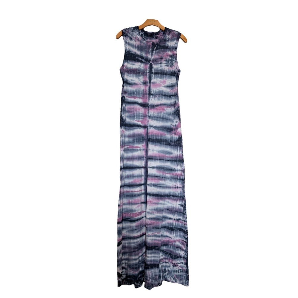 Raquel Allegra Caftan Midnight Tie Dye Lagenlook Shift Dress Sz Small Bohemian‎